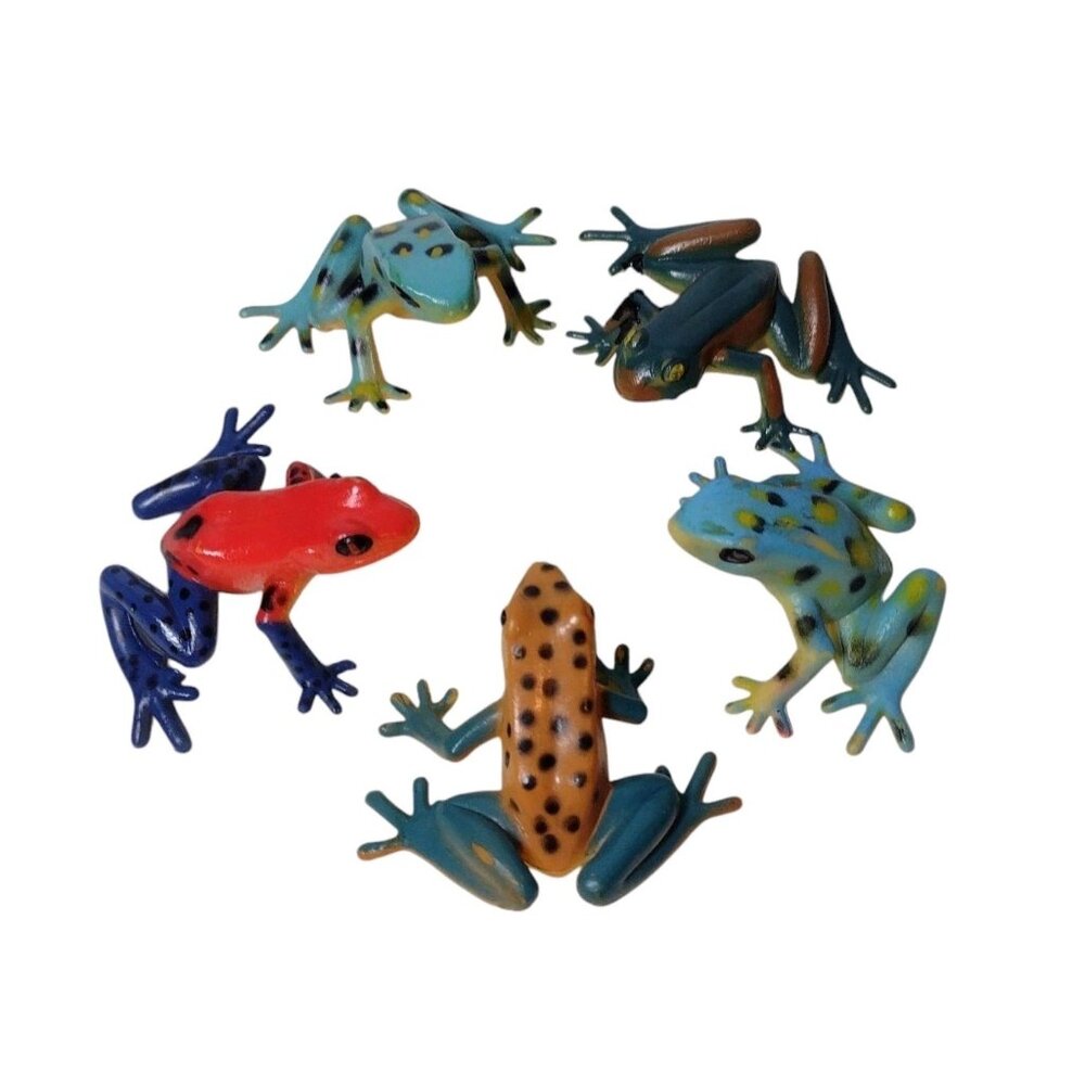 Vintage Pine Tree Barrens Frog Rubber Pencil Toppers Lot of 5 Colorful